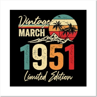 march vintage 1951 birthday Posters and Art